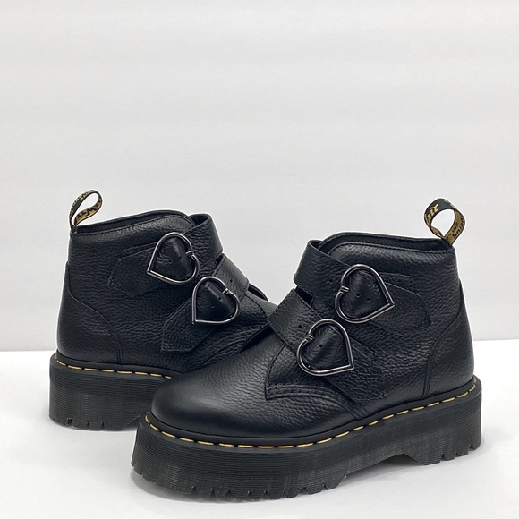 NEW DR MARTENS DEVON HEART LEATHER PLATFORM BOOTS - Picture 6 of 12